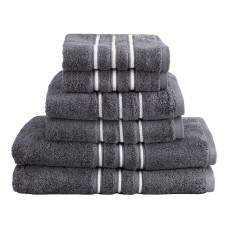 6 Pack Bath Towels Set Grey, 100% Cotton, 650GSM, Highly Absorbent, Quick Dry, 2 Bath, 2 Hand,