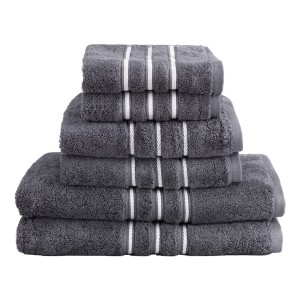 6 Pack Bath Towels Set Grey, 100% Cotton, 650GSM, Highly Absorbent, Quick Dry, 2 Bath, 2 Hand,