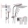 Cefito 8'' Square Rain Shower Head Set with Handheld, High Pressure, Solid Brass, Chrome, 3 Spray, Tap Set