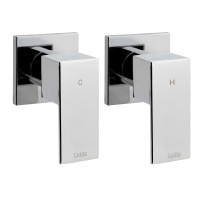 Cefito Shower Twins: Premium Chrome Brass Wall Bath Taps with Hot/Cold Markings, WaterMark Certified, Leak-Proof Design