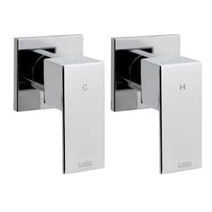 Cefito Shower Twins: Premium Chrome Brass Wall Bath Taps with Hot/Cold Markings, WaterMark Certified, Leak-Proof Design