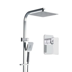 Cefito 10" Rain Shower Head Set Square High Pressure Handheld Mixer Tap Solid Brass Chrome 3 Spray Patterns