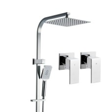 Cefito 10'' Rain Shower Head Set Square High Pressure, Handheld, Solid Brass, Chrome, Twin Taps, 5 Yr Warranty