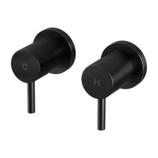 Cefito Basin Twin Tap Wall Round Brass Faucet, Matte Black, Leak-Resistant, WaterMark Approved, 5-Year Warranty