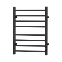 Devanti Heated Towel Rail 8-Bar Carbon Steel Electric Warmer Rack with Timer, Waterproof, Black, 40-55°C, 105W