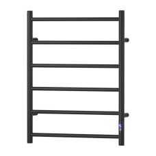 Devanti Heated Towel Rail 6 Bar Electric Warmer Rack, Carbon Steel, Black, Timer, Wall Mounted, Waterproof, 80W Devanti Heated Towel Rail 6 Bar Electric Warmer Rack, Carbon Steel, Black, Timer, Wall Mounted, Waterproof, 80W