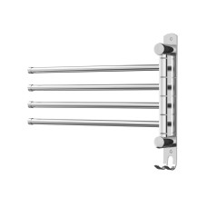 Devanti 4 Bar Stainless Steel Towel Rail Rack Holder, Wall Mounted Swivel Design with Hook, 36x25cm, Rust-Resistant Devanti 4 Bar Stainless Steel Towel Rail Rack Holder, Wall Mounted Swivel Design with Hook, 36x25cm, Rust-Resistant