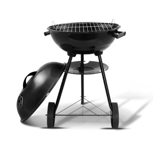 Grillz BBQ Charcoal Smoker, Heavy-Duty Steel, 50x44x72cm, Black - Portable Grill with Excellent Heat Retention