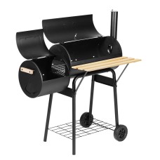 Grillz Offset 2-In-1 BBQ Smoker, Heavy-Duty Steel, 113x104x42cm, Black - Portable Charcoal Grill & Smoker with Wheels Grillz Offset 2-In-1 BBQ Smoker, Heavy-Duty Steel, 113x104x42cm, Black - Portable Charcoal Grill & Smoker with Wheels