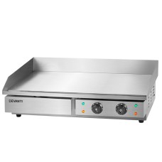 Devanti 73cm Commercial Electric Griddle, 4400W, Stainless Steel, Dual-Zone Cooking, S-Shaped Heating, 50-300°C