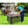 Grillz 3-In-1 Steel & Ceramic Outdoor Table - Fire Pit, BBQ Grill, Ice Bucket, 94x71x44cm, Modern Rustic Design