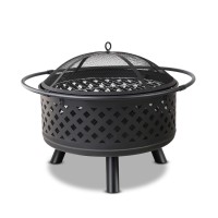 Grillz 2-in-1 Fire Pit BBQ Grill, Steel, 76cm, Black - All-Season Outdoor Cooking & Heating Solution with Accessories