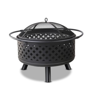 Grillz 2-in-1 Fire Pit BBQ Grill, Steel, 76cm, Black - All-Season Outdoor Cooking & Heating Solution with Accessories