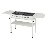 Grillz Portable Charcoal BBQ Grill - Foldable, Stainless Steel Racks & Pans, Carbon Steel Body, 118cm x 29cm x 64cm
