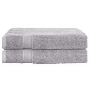 2 Pack Extra Large Bath Sheets Set, 100% Cotton, 180x90cm, 550GSM, Highly Absorbent, Quick-Dry, Grey Towels