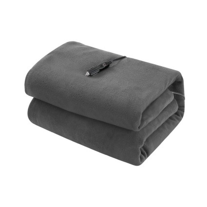 Giselle Bedding Electric Heated Car Blanket 150x110cm Grey 12V DC 50W Ultra Soft Fleece With 1m Cord