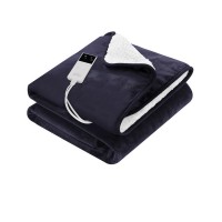 Giselle Electric Throw Rug Heated Blanket Charcoal Double Sided Flannel Sherpa 160x130cm 9 Heat Levels 9H Timer
