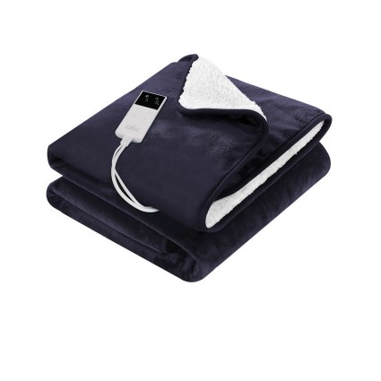 Giselle Electric Throw Rug Heated Blanket Charcoal Double Sided Flannel Sherpa 160x130cm 9 Heat Levels 9H Timer