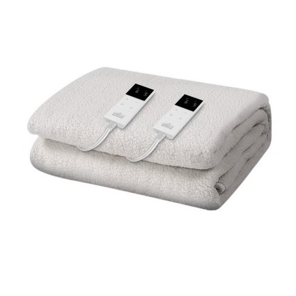 Giselle Bedding Double Size Electric Blanket - Fleecy Fabric, 9 Heat Levels, 12-Hour Timer, Machine Washable