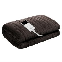 Giselle Bedding Electric Throw Blanket - Chocolate Coral Fleece, 160x130cm, 10 Heat Settings, Timer, Machine Washable