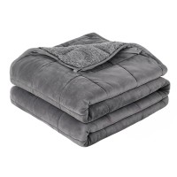 Giselle Bedding 4.5KG Weighted Blanket Dual Sided Fleece Sherpa High Density Glass Beads 104x152cm Grey