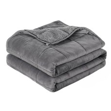 Giselle Bedding 4.5KG Weighted Blanket Dual Sided Fleece Sherpa High Density Glass Beads 104x152cm Grey