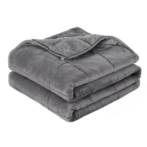 Giselle Bedding 4.5KG Weighted Blanket Dual Sided Fleece Sherpa High Density Glass Beads 104x152cm Grey