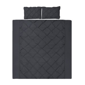 Giselle Bedding Diamond Pintuck 3-Piece King Quilt Set, Black - Luxurious, Skin-Friendly 100% Microfibre Bedding