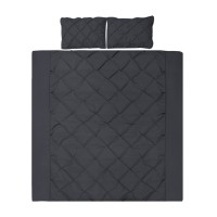 Giselle Bedding Diamond Black Super King Quilt Cover Set - 3-Piece, 100% Microfibre, Chic Pintuck Design