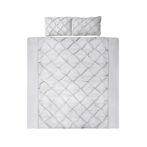 Giselle Bedding Diamond Grey Super King Quilt Cover Set - Luxurious 3-Piece Pinch Pleated Microfibre Bedding