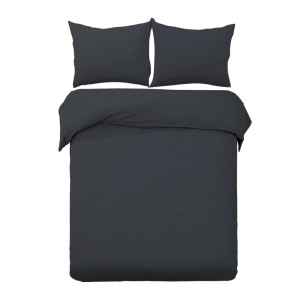 Giselle Bedding 3-Piece Queen Quilt Cover Set - Classic Black, 100% Microfibre, Pinch Pleat, Machine Washable