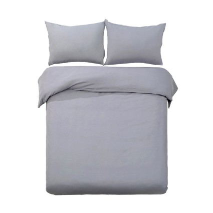 Giselle Bedding 3-Piece King Quilt Cover Set in Classic Grey - Premium Microfibre, Pinch Pleated, Machine Washable