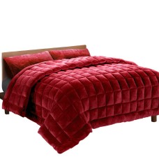 Giselle Bedding Faux Mink Quilt Burgundy King - Soft, Thermo-Regulating, Double-Sided with Matching Pillowcases