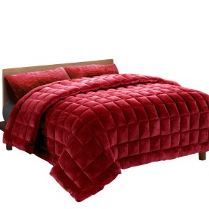 Giselle Bedding Faux Mink Quilt Burgundy Super King – Luxurious 500gsm, Thermo-Regulating, Includes Pillowcases