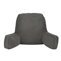 Giselle Bedding Grey Reading Pillow with Ergonomic Armrests – 49x49x15cm, Overstuffed Faux Suede Lumbar Support Cushion