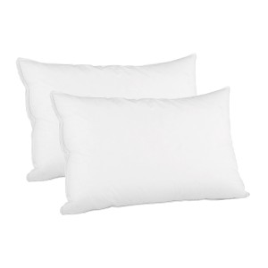 Giselle Bedding Duck Feather Down Pillow Twin Pack 1kg Fill 100% Cotton Shell Hypoallergenic 75x50cm Luxury Pillows