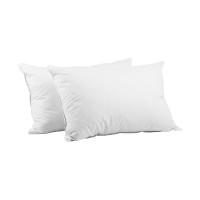 Giselle Bedding Duck Feather and Down Pillow Twin Pack 1kg Filling 100% Cotton Hypoallergenic 73x48cm White