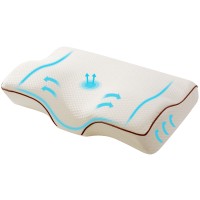 Giselle Bedding Memory Foam Contour Pillow - Butterfly Shape, 60x35cm, Neck & Shoulder Support, Washable Cover