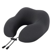 Giselle Bedding Travel Neck Pillow U Shape Slow Rebound Memory Foam Ergonomic Support Black Adjustable Strap