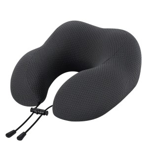 Giselle Bedding Travel Neck Pillow U Shape Slow Rebound Memory Foam Ergonomic Support Black Adjustable Strap