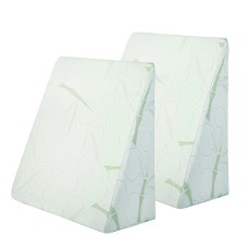 Giselle Bedding Wedge Pillow Twin Pack - Bamboo Cover, Cool Gel Memory Foam, 62x64x30cm, Multi-Use Comfort & Support