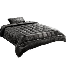 Giselle Bedding Faux Mink Quilt Charcoal Single - Soft, Thermo-Regulating, Winter Weight with Matching Pillowcase
