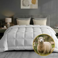 Giselle Bedding 500GSM Wool Quilt King Winter Doona 100% Wool Filling 100% Cotton Cover Baffle Box Construction