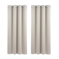 Artiss Blockout Curtains 2x 132x160cm Thermal Insulated Eyelet Drapes Beige 230GSM Triple Weave Fabric