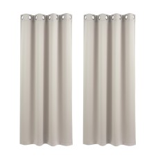Artiss Blockout Curtains 2x 132x160cm Thermal Insulated Eyelet Drapes Beige 230GSM Triple Weave Fabric