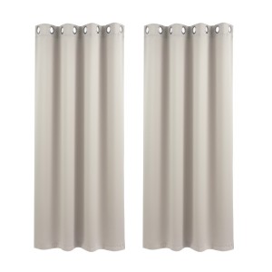 Artiss Blockout Curtains 2x 132x160cm Thermal Insulated Eyelet Drapes Beige 230GSM Triple Weave Fabric