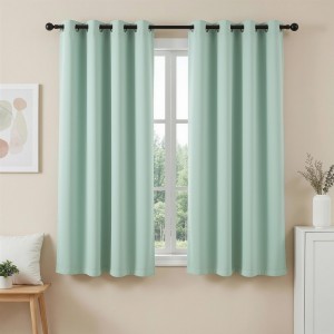 Artiss Blockout Curtains 2x132x160cm Thermal Insulated Eyelet Drapes Green 230GSM Triple Weave Light Control