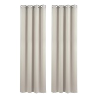 Artiss Blockout Curtains 2x 132x213cm Beige Thermal Insulated Eyelet Drapes 230GSM Triple Weave Curtains