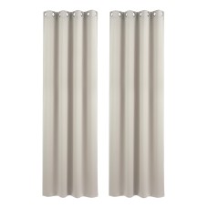 Artiss Blockout Curtains 2x 132x213cm Beige Thermal Insulated Eyelet Drapes 230GSM Triple Weave Curtains