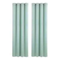 Artiss Blockout Curtains 2 Pack 132x213cm Eyelet Thermal Insulated Triple Weave 230GSM Green Panels 2